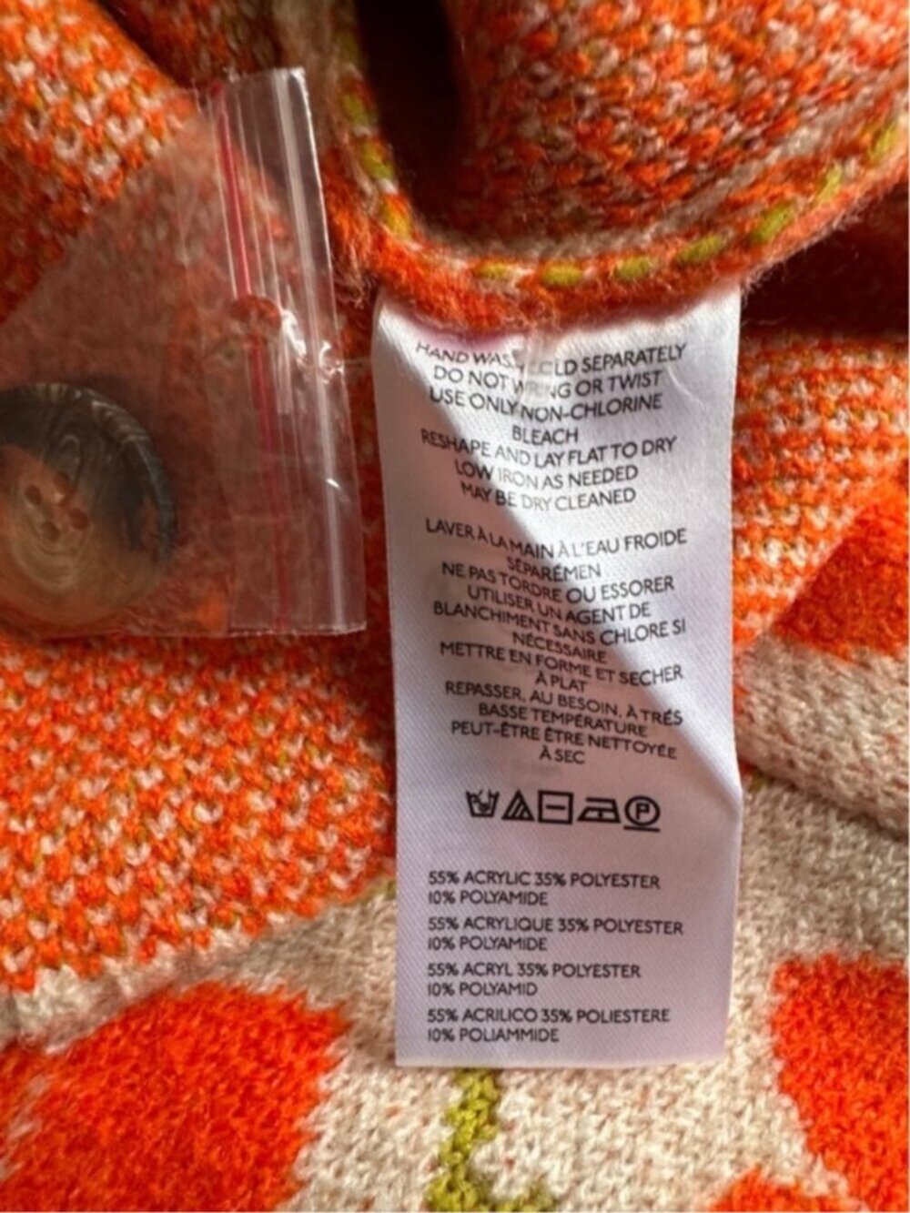 Anthropologie Cream Cardigan with Orange Floral Pattern - Picture 11 of 16